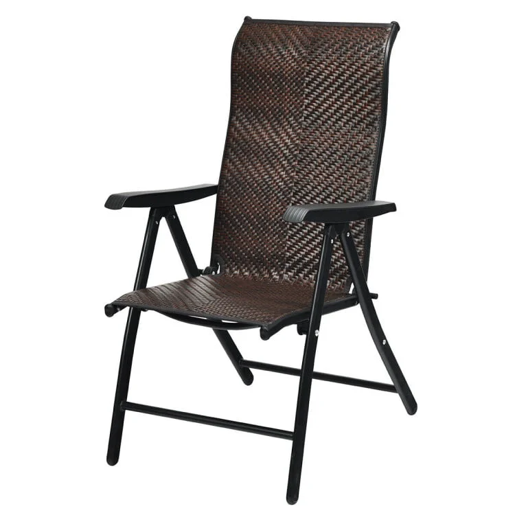 TheRedDay 1 331 51 Patio Rattan Folding Chair with Armrest