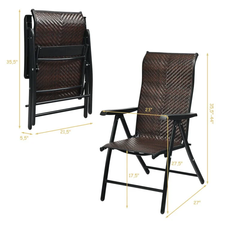 TheRedDay 2 314 46 Patio Rattan Folding Chair with Armrest