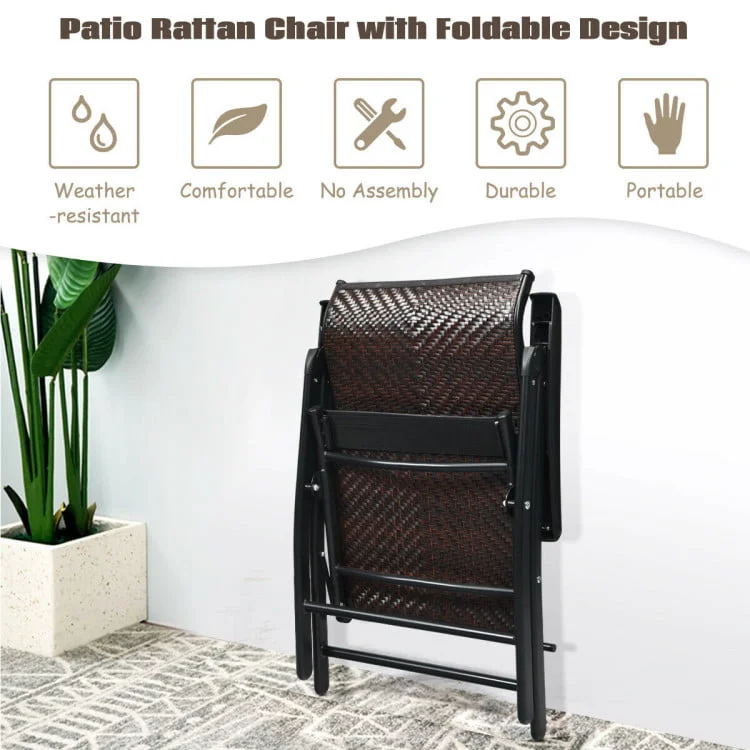 TheRedDay 6 307 48 Patio Rattan Folding Chair with Armrest