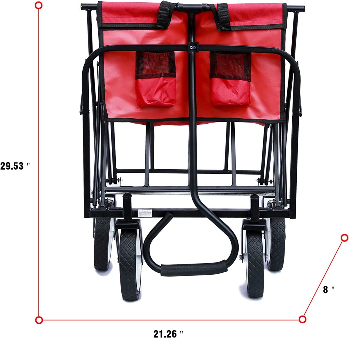 TheRedDay Theredday.ccom 71ENz4E6dmL. AC SL1500 en.product.1NI9LXV40 broadmix collapsible outdoor utility wagon cart with adjustable handles and 8 rubber wheels folding garden cart with double fabric perfect use Large Capacity Folding Wagon Garden Shopping Beach Cart