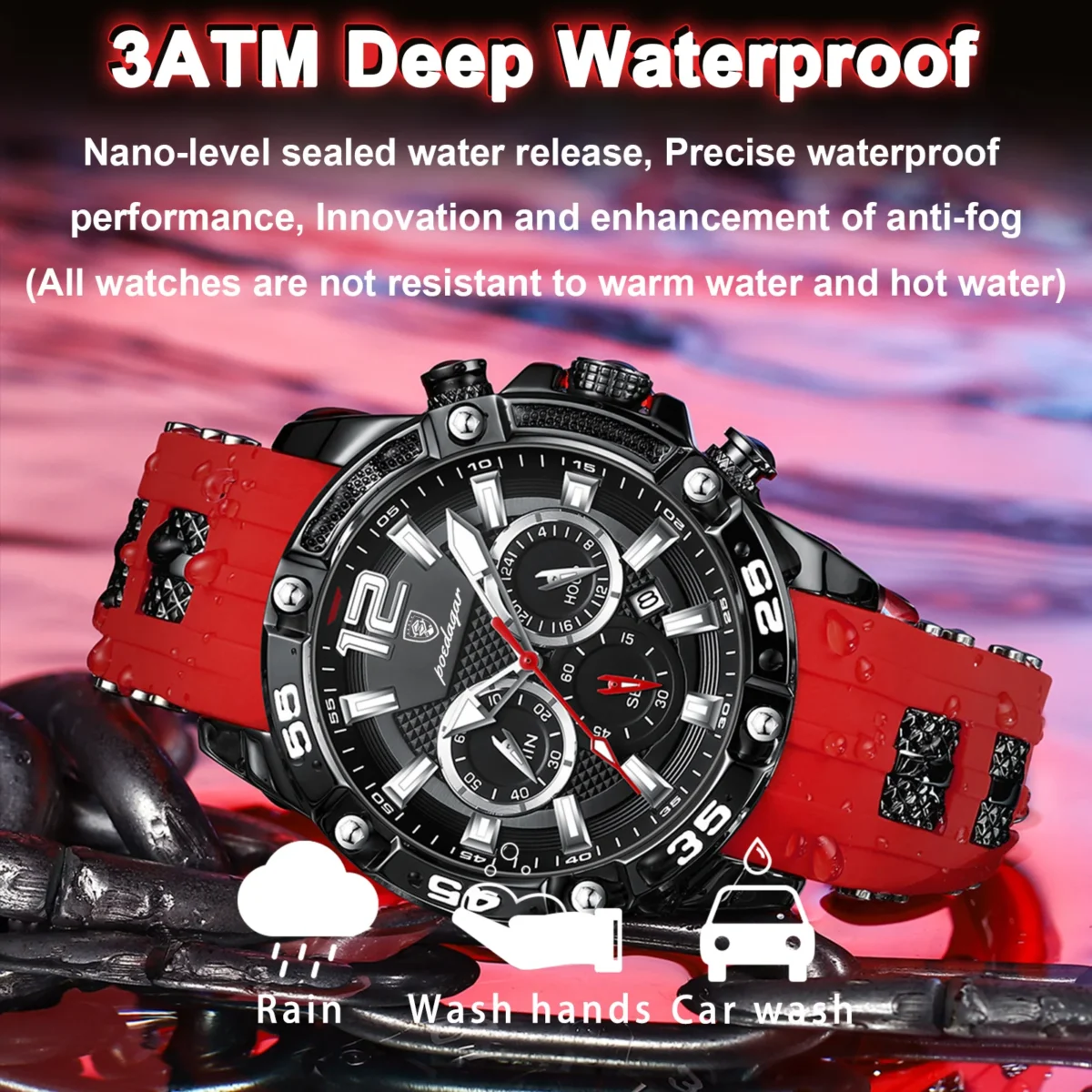 TheRedDay POEDAGAR Luxury Man Wristwatch Sport Chronograph Waterproof Luminous Date Watches for Men Casual Quartz Silicone Men 1 Sport Chronograph Men's Watch – Waterproof, Luminous Date Quartz Wristwatch, Luxury Mens Watches