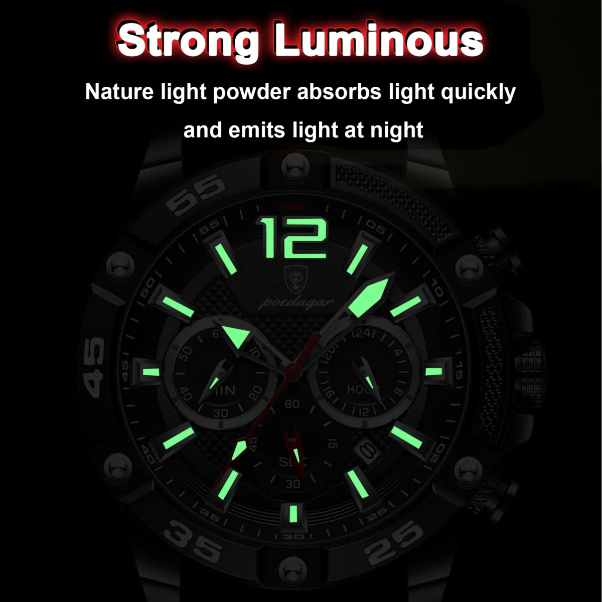 TheRedDay POEDAGAR Luxury Man Wristwatch Sport Chronograph Waterproof Luminous Date Watches for Men Casual Quartz Silicone Men 2 Sport Chronograph Men's Watch – Waterproof, Luminous Date Quartz Wristwatch, Luxury Mens Watches