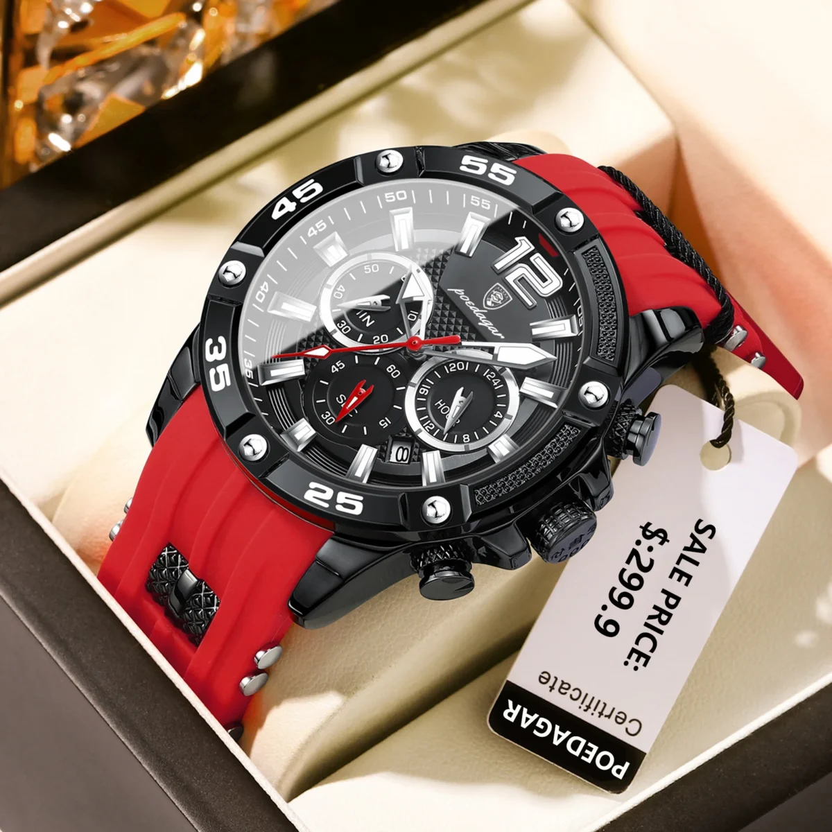 TheRedDay POEDAGAR Luxury Man Wristwatch Sport Chronograph Waterproof Luminous Date Watches for Men Casual Quartz Silicone Men 3 Sport Chronograph Men's Watch – Waterproof, Luminous Date Quartz Wristwatch, Luxury Mens Watches